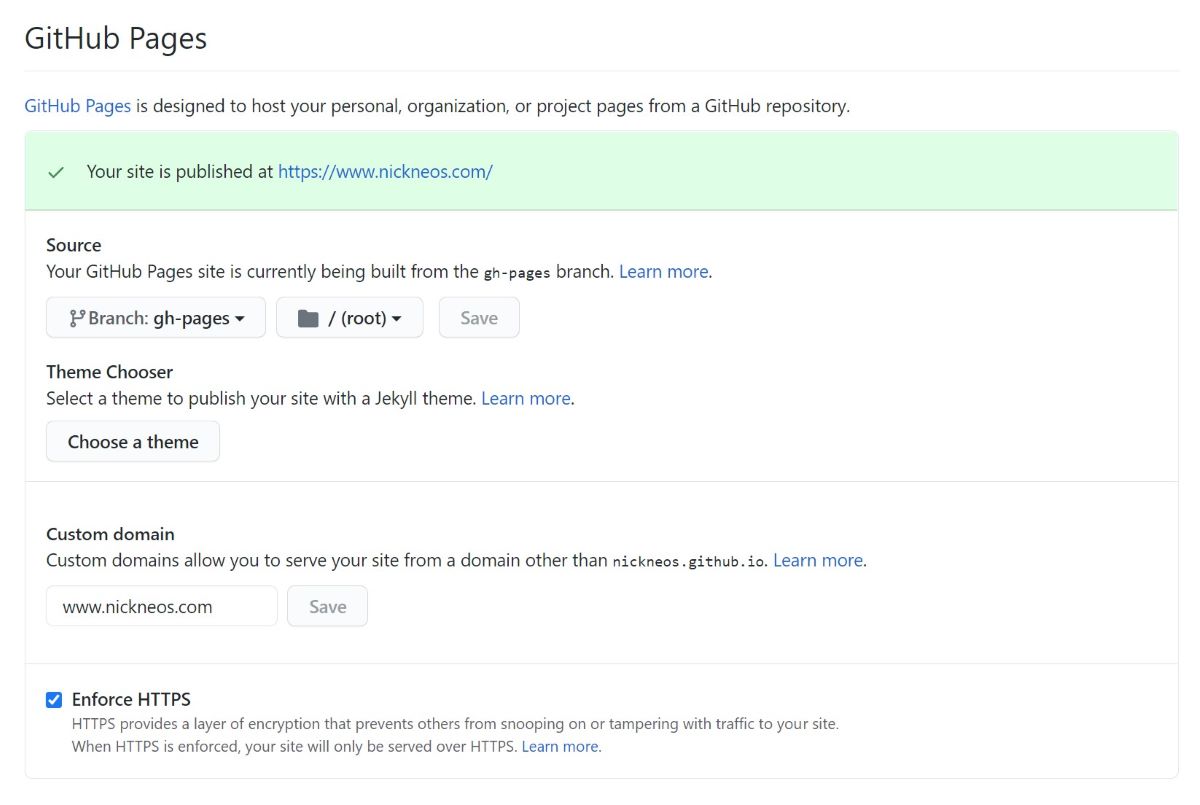 GitHub Pages Settings