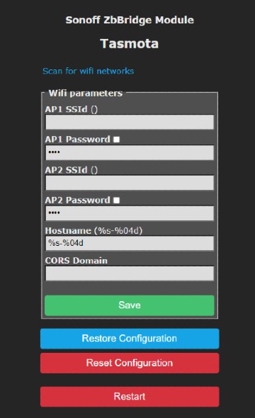 Tasmota WiFi Settings